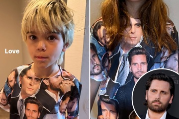 Penelope & Reign celebrate dad Scott's birthday with wild shirts in new pics